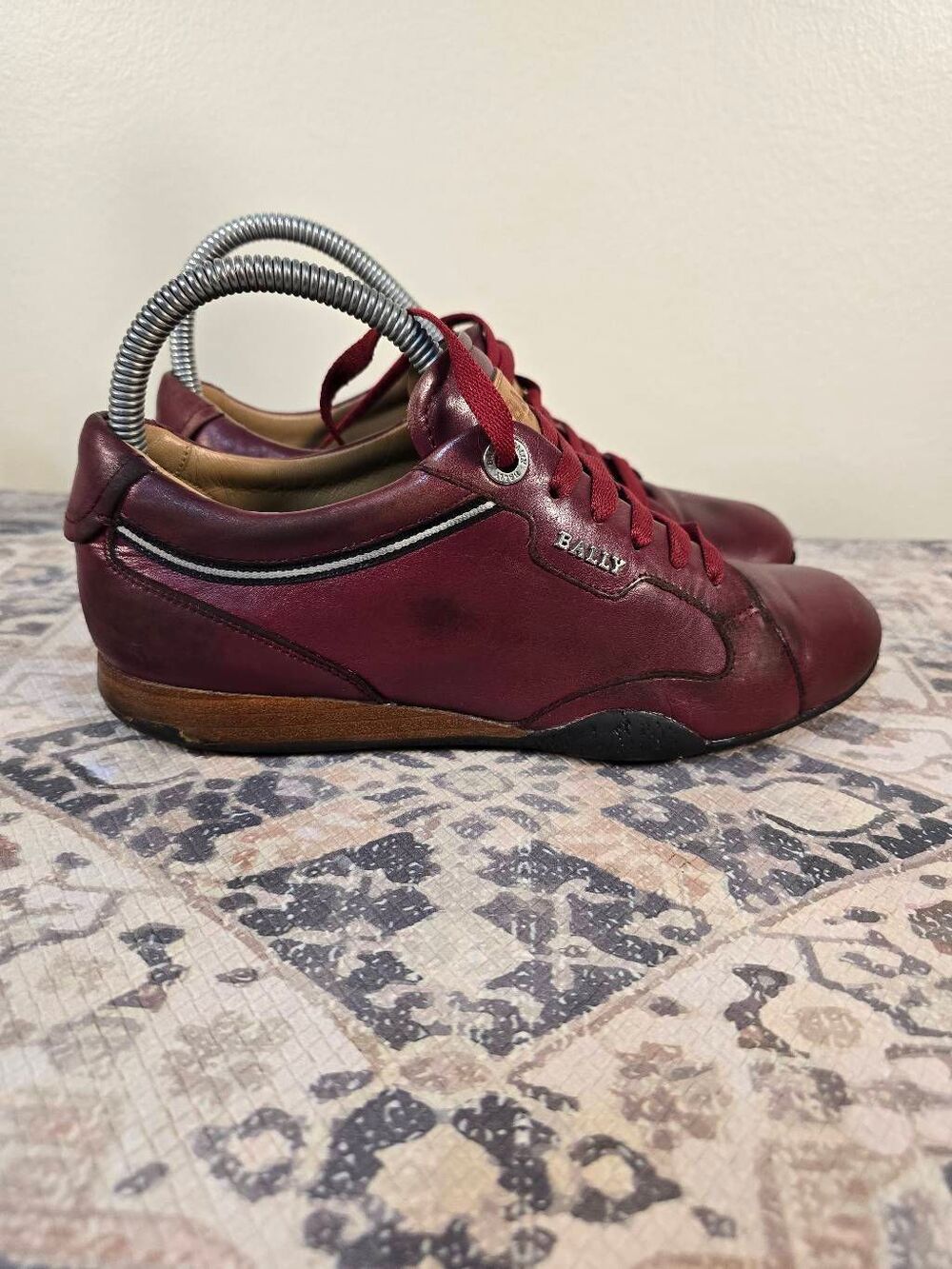Bally Fridia Leather Low-Top Sneakers Red Women’s Shoes Size 7.5